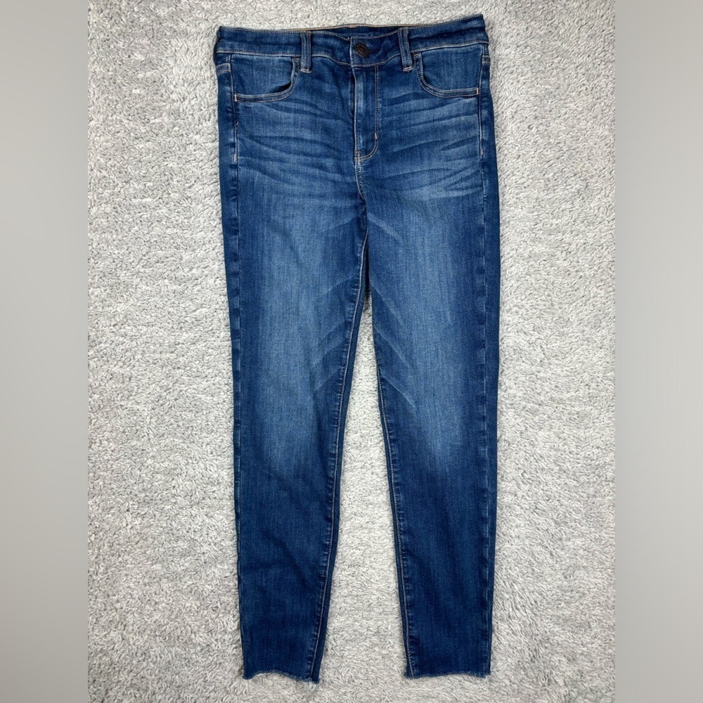 American Eagle Jeans Womens 8 Long Hi Rise Jegging Crop Next Level Stretch Dark